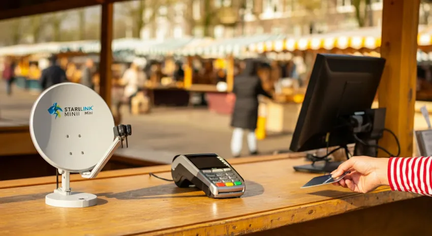 Starlink Mini op de Weekmarkt: Altijd Internet voor Marktkooplieden